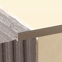 Profilé de carrelage intérieur droit aluminium champagne brossé texturé L.2,5m x l.1,74cm x ep.8mm-Diall Best