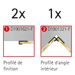 Profilé de finition + 1 profilé d'angle intérieur pour Panneau mural Décodesign, blanc vendu par 2-Schulte Clearance