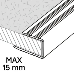 Profilé de finition en U en aluminium pour sol , décor métal mat 15,5 x 930 mm-GoodHome New