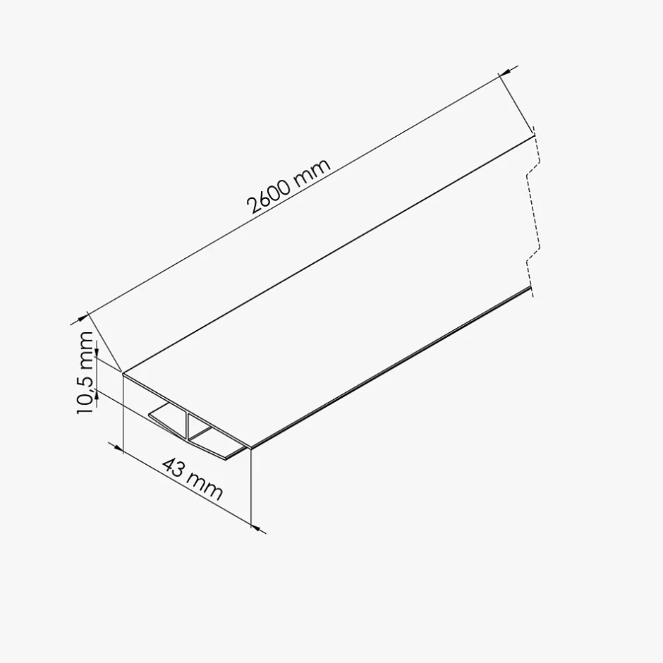 Profil de Jonction PVC 8 mm - Longueur 2.60 m - Blanc-Tecnoprofils Outlet