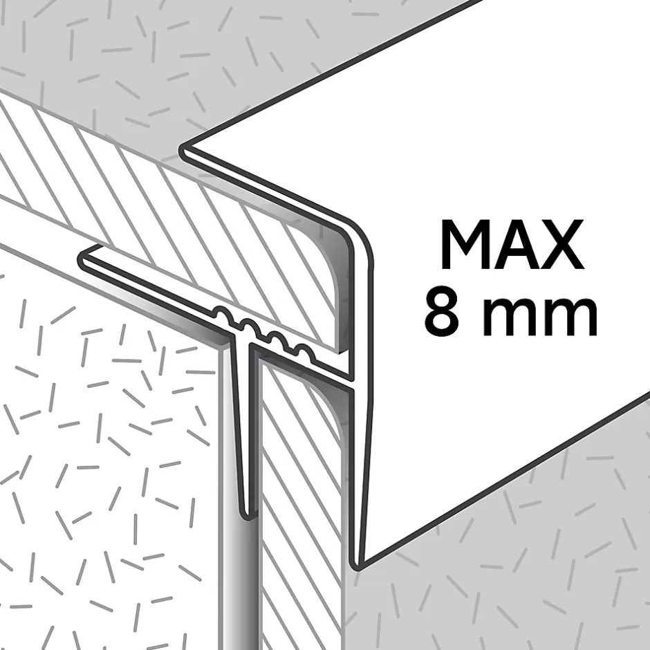 GoodHome Profilé de rénovation de marche en aluminium décor métal mat 16 x 25 x 1800 mm