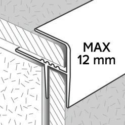 Profilé de rénovation de marche en aluminium décor métal mat 21 x 30 x 1800 mm.-GoodHome Sale