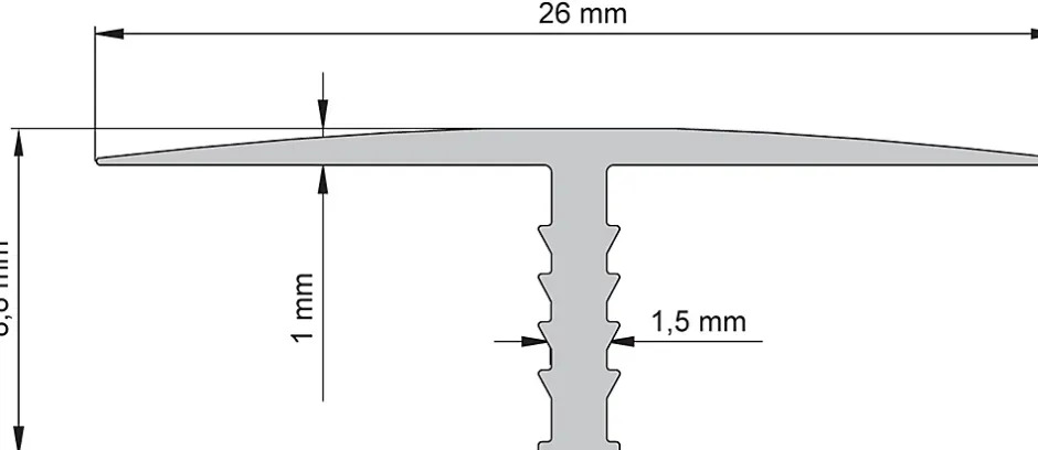Profilé de transition intérieur droit aluminium effet chromé poli L.2,5m x l.2,6cm x ep.11mm-Diall New
