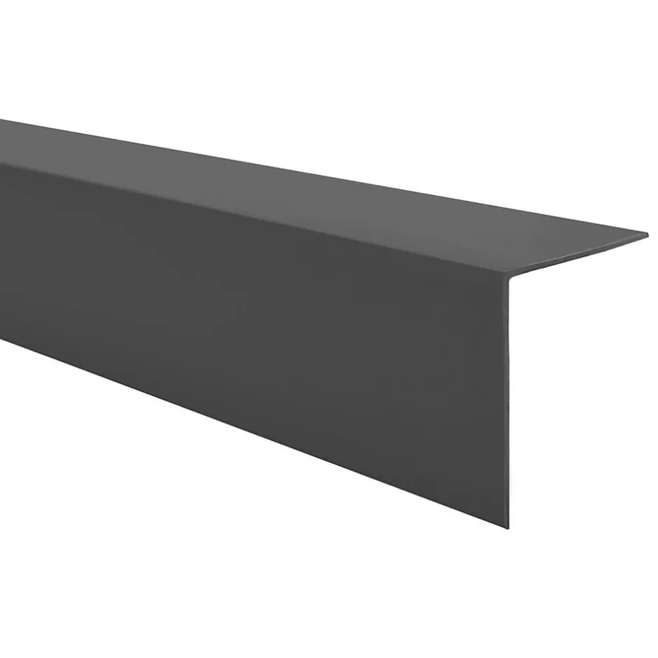 Quest Cornière PVC 50x50 mm de protection et de décoration, baguette d'angle de finition, profilé L, KT, rigide, gris foncé, 200 c