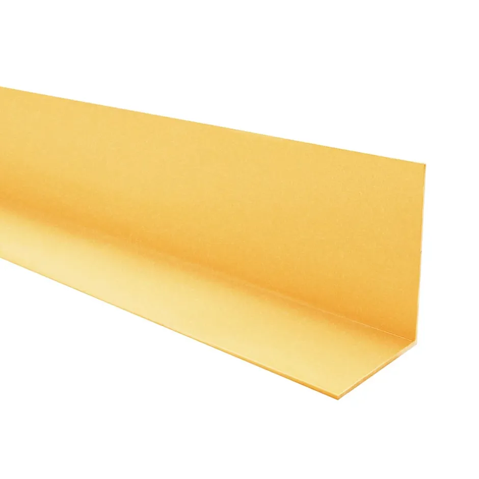 Quest Cornière PVC 50x50 mm de protection et de décoration, baguette d'angle de finition, profilé L, KT, rigide, l'or, 200 cm