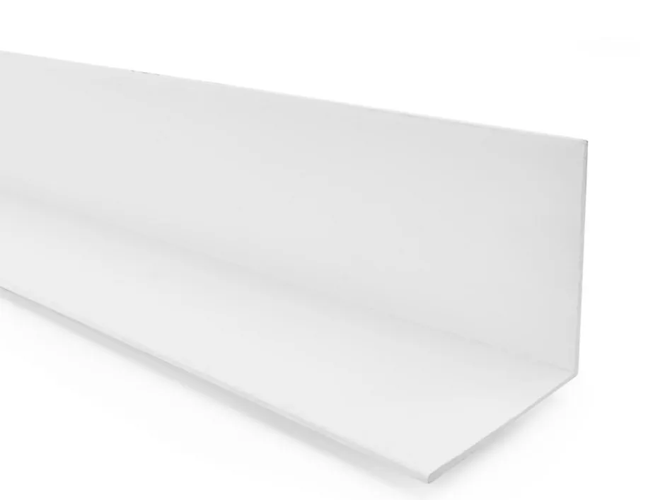 Quest Cornière PVC 35x18 mm de protection et de décoration, baguette d'angle de finition, profilé L, KT, rigide, blanc, 200 cm