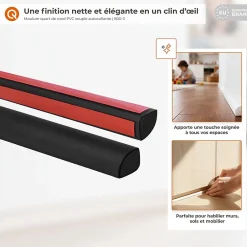 Moulure Décorative Adhesive 10 mm, Quart de Rond PVC flexible - 3 mètres, blanc-Quest Best