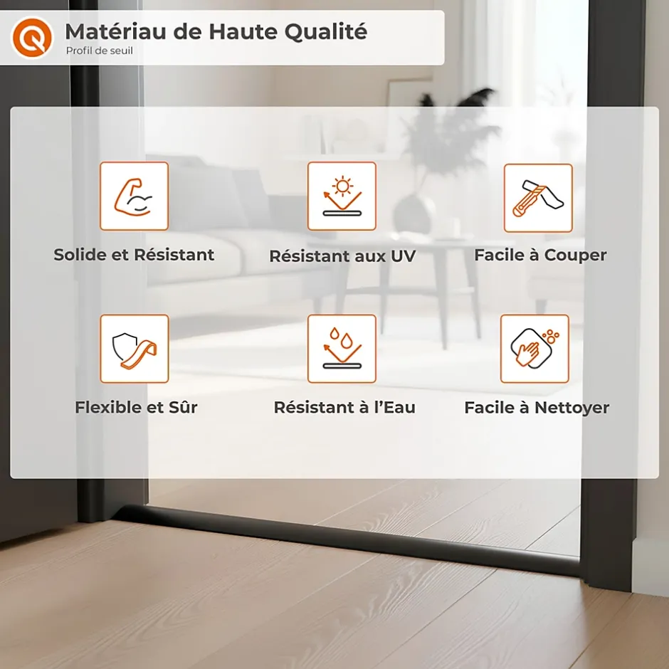 Quest Profil de rampe flexible en PVC autocollant pour carrelages et moquettes, Marron