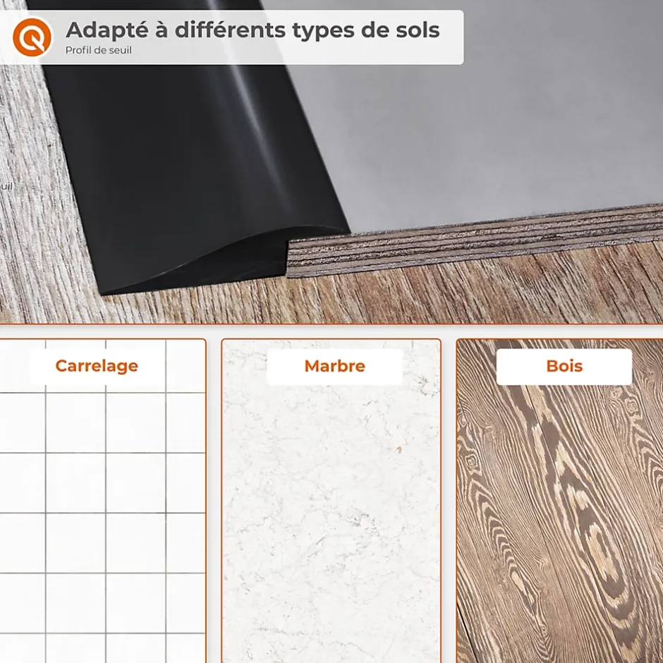 Quest Profil de rampe flexible en PVC pour carrelages, moquettes, beige, 200 cm