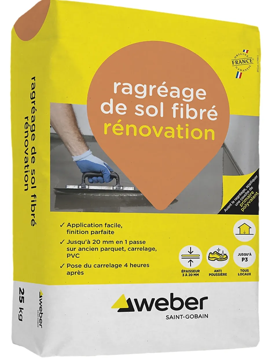 Ragréage de sol fibré rénovation Weber 25kg-Weber Saint-Gobain Online