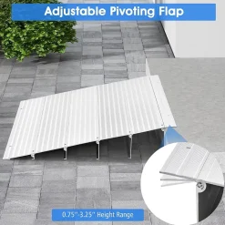 Rampe de seuil de Porte Charge 317KG Hauteur réglable Cadre en Aluminium Robuste Surface Antidérapante-Giantex Best