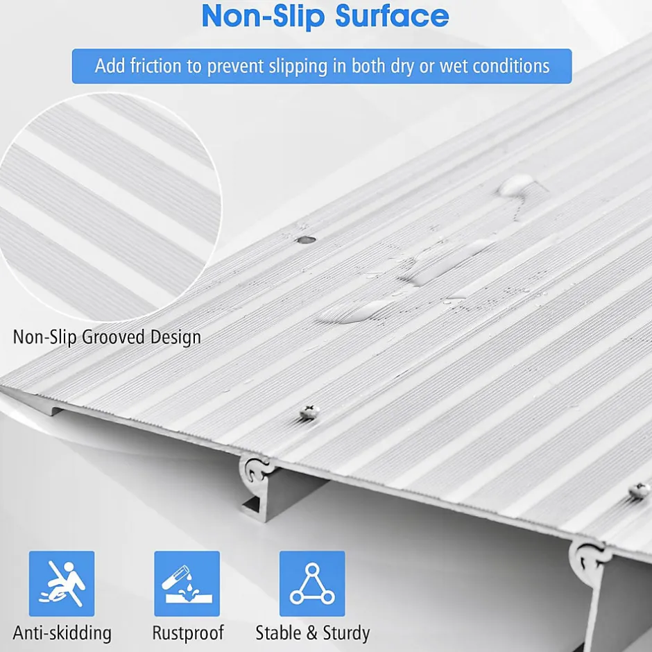 Rampe de seuil de Porte Charge 317KG Hauteur réglable Cadre en Aluminium Robuste Surface Antidérapante-Giantex Best