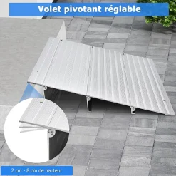 Giantex Rampe de seuil de Porte Charge 317KG Hauteur réglable Cadre en Aluminium Robuste Surface Antidérapante