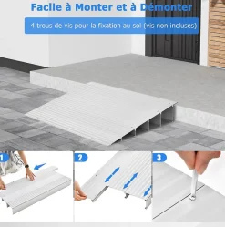 Giantex Rampe de seuil de Porte Charge 317KG Hauteur réglable Cadre en Aluminium Robuste Surface Antidérapante