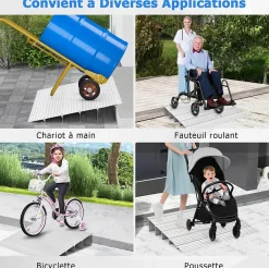 Rampe de seuil de Porte Charge 317KG Hauteur réglable Cadre en Aluminium Robuste Surface Antidérapante-Giantex Outlet