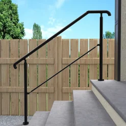 AICA Sanitaire Rampe d'escalier L.162cm - acier inox 201 - 4 à 5 Marches - Noir Garde Corps - Angle Reglable de 0-60 - Exterieur et Interieur