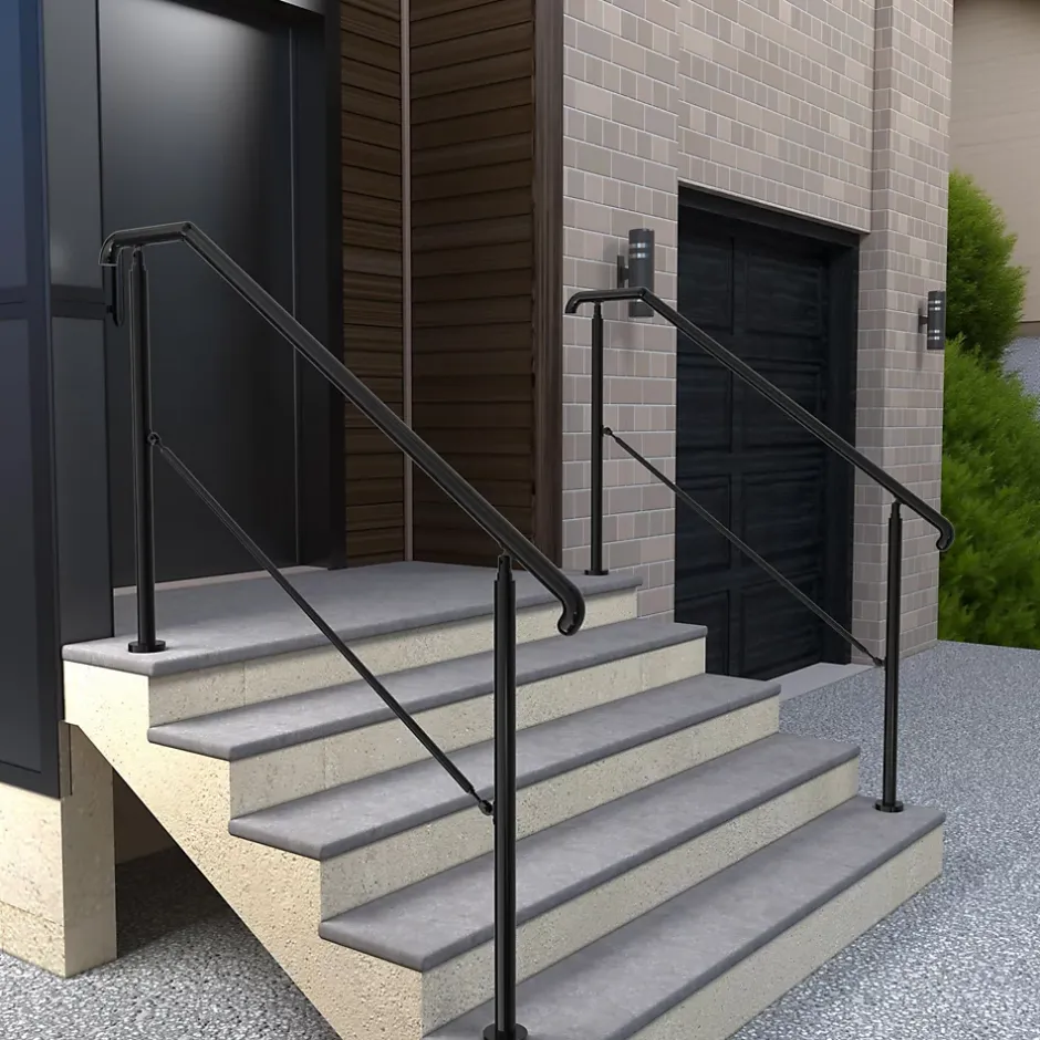 AICA Sanitaire Rampe d'escalier L.162cm - acier inox 201 - 4 à 5 Marches - Noir Garde Corps - Angle Reglable de 0-60 - Exterieur et Interieur