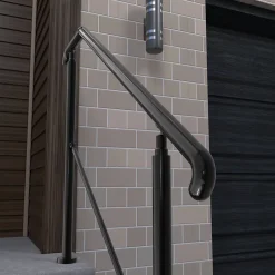 AICA Sanitaire Rampe d'escalier L.136cm - acier inox 201 - 3 à 4 Marches - Noir Garde Corps - Angle Reglable de 0-60 - Exterieur et Interieur