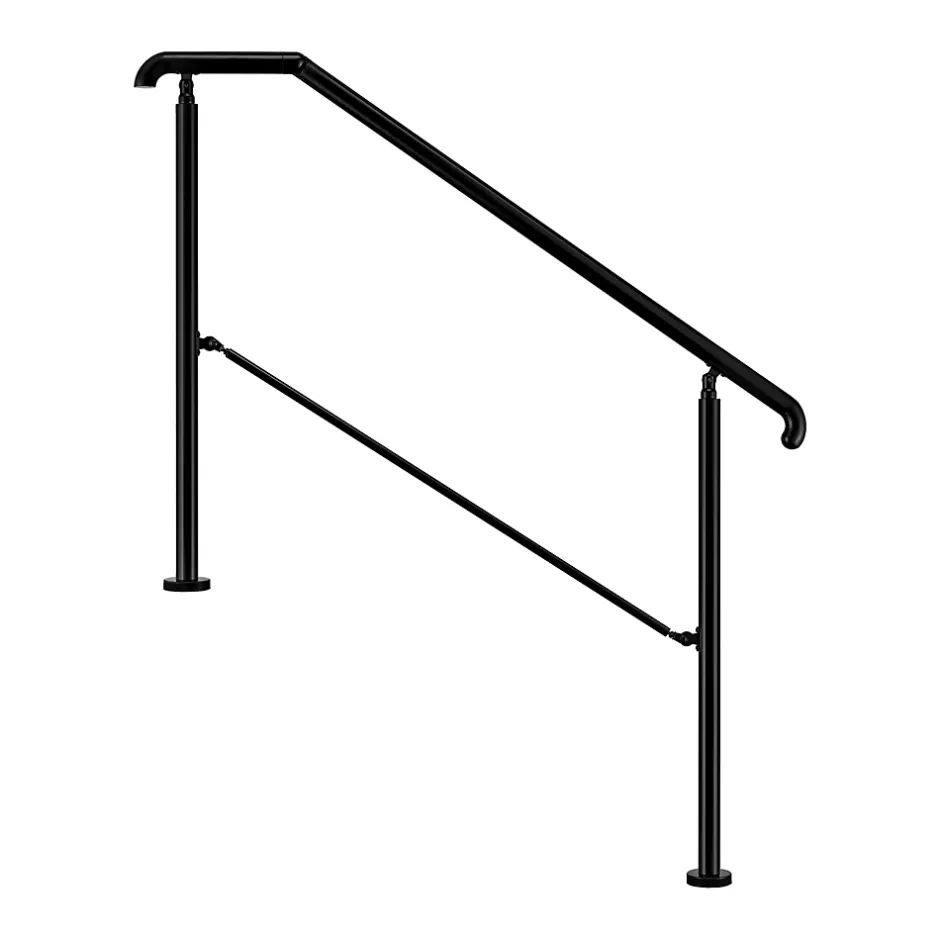 AICA Sanitaire Rampe d'escalier L.136cm - acier inox 201 - 3 à 4 Marches - Noir Garde Corps - Angle Reglable de 0-60 - Exterieur et Interieur