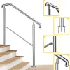 AICA Sanitaire Rampe d'escalier L.136cm - acier inox 201 - 3 à 4 Marches - Argent Garde Corps - Angle Reglable de 0-60 - Exterieur et Interieur