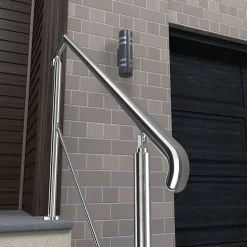 AICA Sanitaire Rampe d'escalier L.162cm - acier inox 201 - 4 à 5 Marches - Argent Garde Corps - Angle Reglable de 0-60 - Exterieur et Interieur