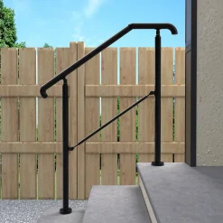 Rampe d'escalier L.108cm - acier inox 201 - 2 à 3 Marches - Noir Garde Corps - Angle Reglable de 0-60 - Exterieur et Interieur-AICA Sanitaire Outlet