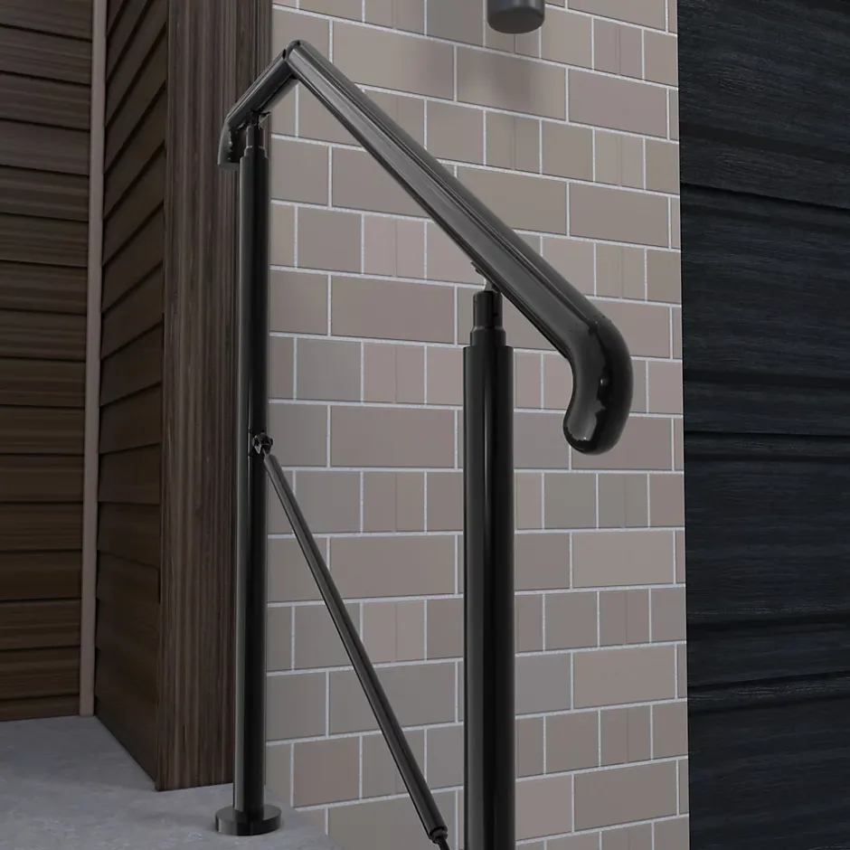 Rampe d'escalier L.108cm - acier inox 201 - 2 à 3 Marches - Noir Garde Corps - Angle Reglable de 0-60 - Exterieur et Interieur-AICA Sanitaire Outlet