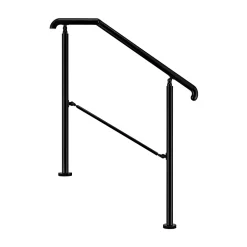 Rampe d'escalier L.108cm - acier inox 201 - 2 à 3 Marches - Noir Garde Corps - Angle Reglable de 0-60 - Exterieur et Interieur-AICA Sanitaire Outlet