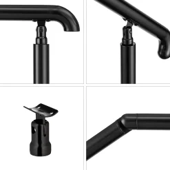 Rampe d'escalier L.108cm - acier inox 201 - 2 à 3 Marches - Noir Garde Corps - Angle Reglable de 0-60 - Exterieur et Interieur-AICA Sanitaire Outlet