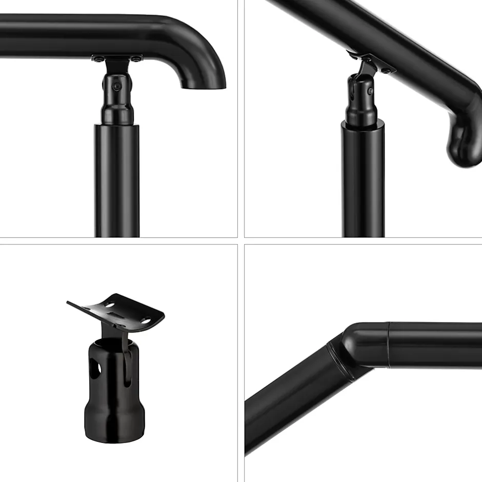 Rampe d'escalier L.108cm - acier inox 201 - 2 à 3 Marches - Noir Garde Corps - Angle Reglable de 0-60 - Exterieur et Interieur-AICA Sanitaire Outlet