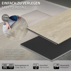 Revêtement de sol à clic en PVC 6,16m²/28 planches 122x18cm marron aspect chêne afterglow-Ml-Design