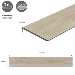 Revêtement de sol à clic en PVC 6,16m²/28 planches 122x18cm marron aspect chêne afterglow-Ml-Design