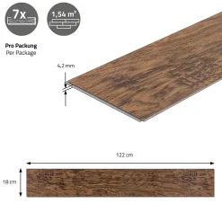Ml-Design Revêtement de sol à clic en PVC 7,7 m² / 35 planches 122 x 18 cm marron aspect acacia