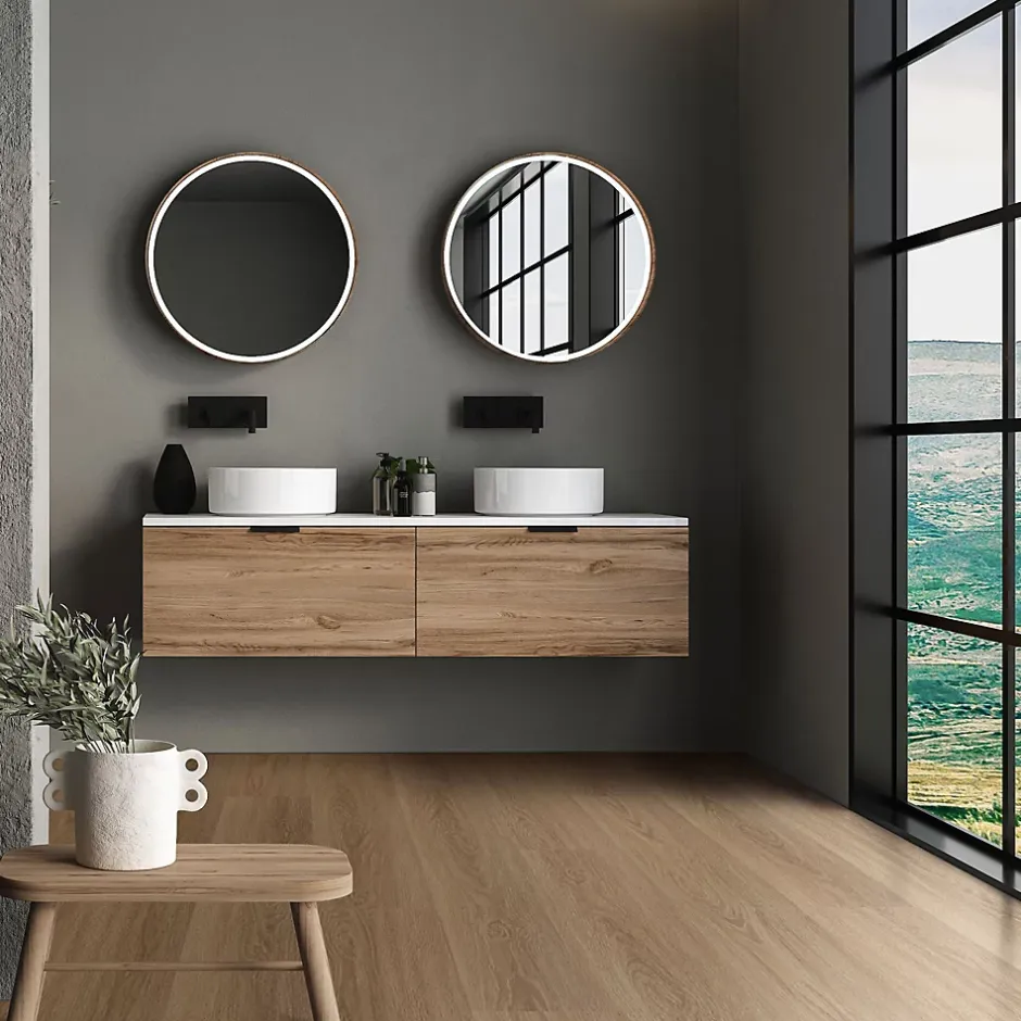 Ml-Design Revêtement de sol à clic PVC 6,16m²/28 planches 122x18cm marron aspect chêne golden hour