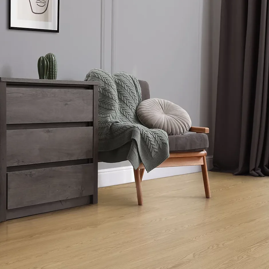 Revêtement de sol autocollant en PVC 2,23m²/16 planches 91,5x15,3cm naturel aspect chêne-Ml-Design Discount