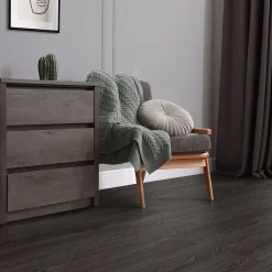 Revêtement de sol autocollant PVC 2,23m²/16 planches 91,5x15,3cm gris foncé aspect chêne-Ml-Design Outlet