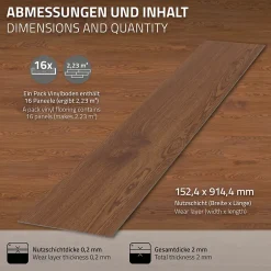 Revêtement de sol autocollant PVC 11,15m²/80 planches 91,5x15,3cm brun aspect chêne rouge-Ml-Design Online