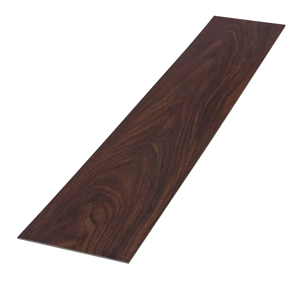Ml-Design Revêtement de sol autocollant PVC 6,69m²/48 planches 91,5x15,3cm rouge-brun aspect noyer