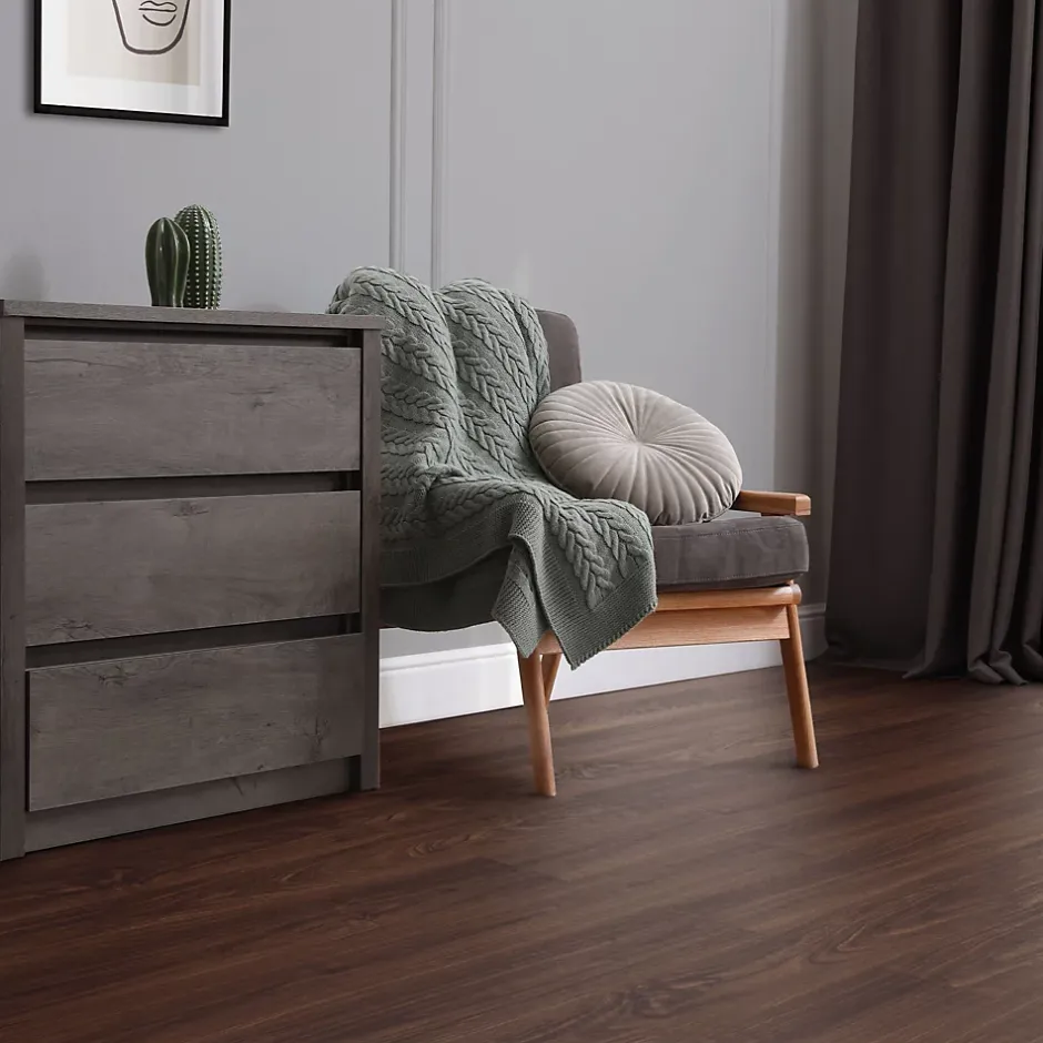 Ml-Design Revêtement de sol autocollant PVC 6,69m²/48 planches 91,5x15,3cm rouge-brun aspect noyer