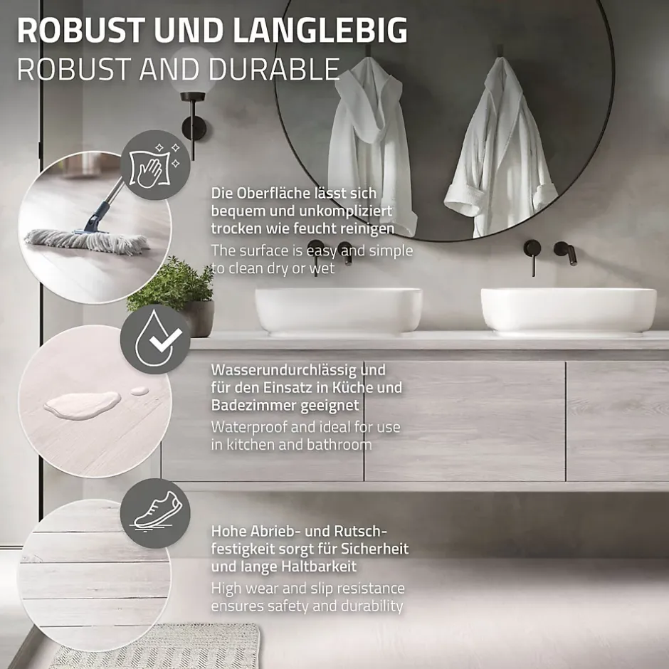 Ml-Design Revêtement de sol autocollant en PVC 11,15m²/80 planches 91,5x15,3cm blanc aspect chêne