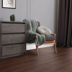 Revêtement de sol autocollant PVC 11,15m²/80 planches 91,5x15,3cm rouge-brun aspect noyer-Ml-Design