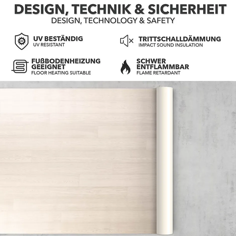 Revêtement de sol sur mesure Atlantic Pure Oak 009S 100 x 300 cm --Floordirekt Online