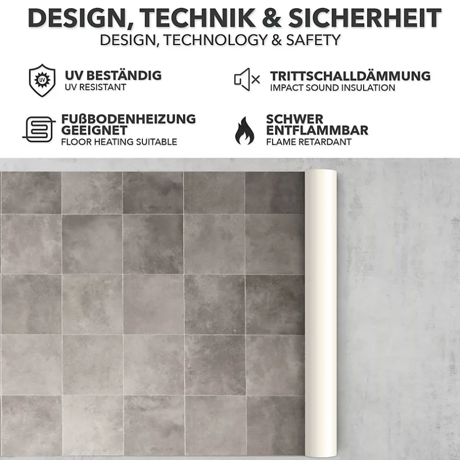 Revêtement de sol sur mesure Atlantic Zala 997M Largueur 100 x 100 cm --Floordirekt