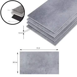 Revêtement de sol vinyle SPC à clipser Aldire 10 planches 1,86 m² gris effet béton-Neu.Holz Outlet