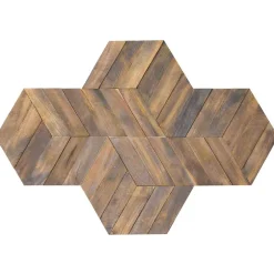 Revêtement en teck recyclé naturel hexagonal plaque 28 x 24 cm-Wanda Collection Clearance
