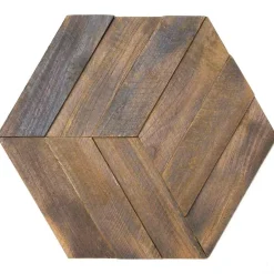 Revêtement en teck recyclé naturel hexagonal plaque 28 x 24 cm-Wanda Collection Clearance