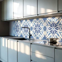 Wallfluent Revêtement Mural PVC 100x50 cm Motifs Végétaux En Carreaux 1 pièce