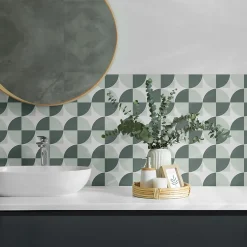 Wallfluent Revêtement Mural PVC 50x50 cm Géométrie Des Cercles Et Des Carrés 4 pièces