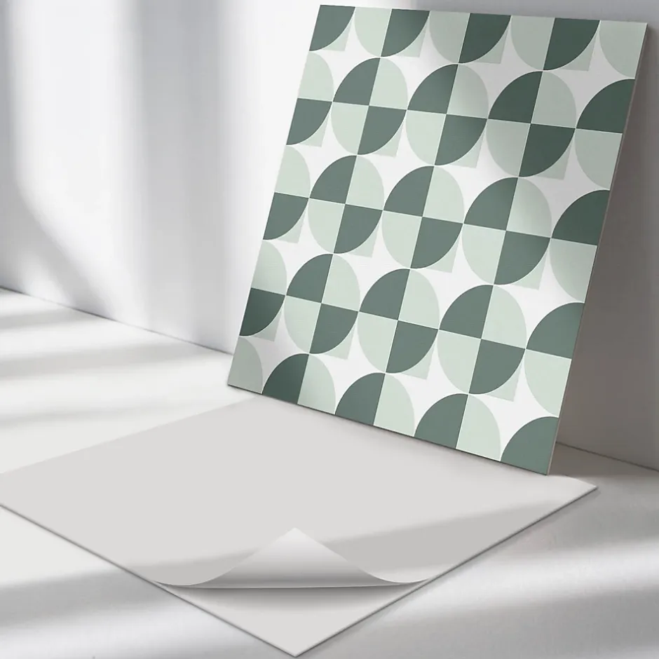 Wallfluent Revêtement Mural PVC 50x50 cm Géométrie Des Cercles Et Des Carrés 4 pièces