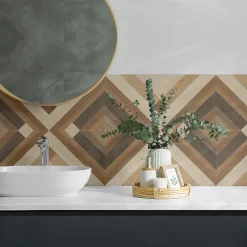 Revêtement Mural PVC 50x50 cm Motif Géométrique À Carreaux 4 pièces-Wallfluent Best